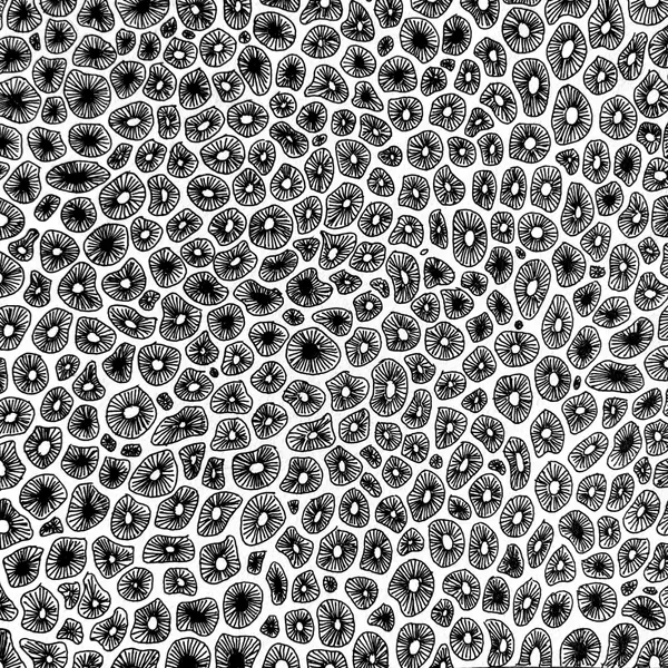 small organic shapes filled with radial lines covering the page