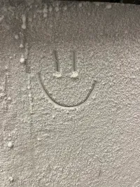 Smiley face someone drew on ice on -80
