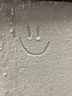 Smiley face someone drew on ice on -80