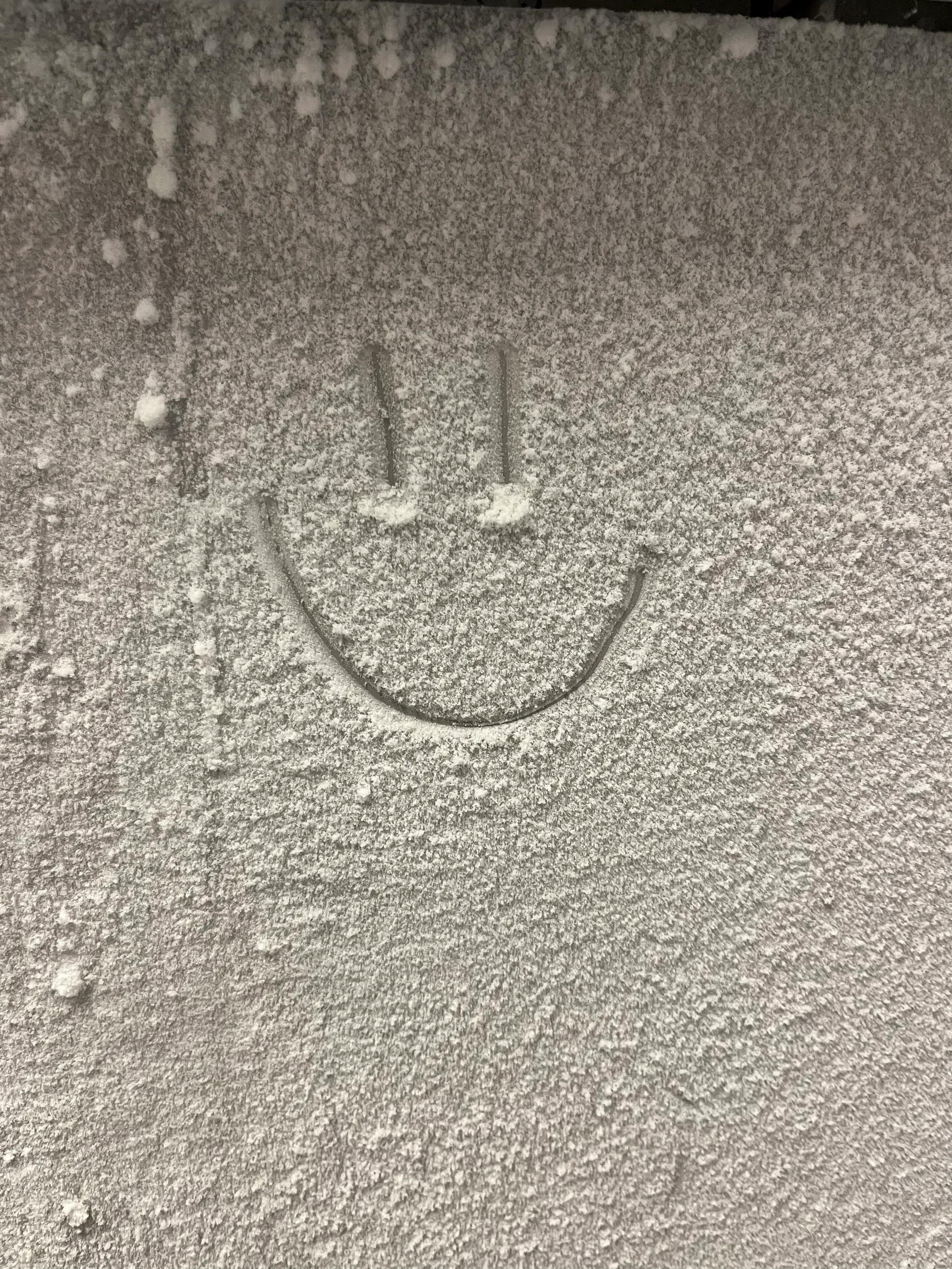 Smiley face someone drew on ice on -80