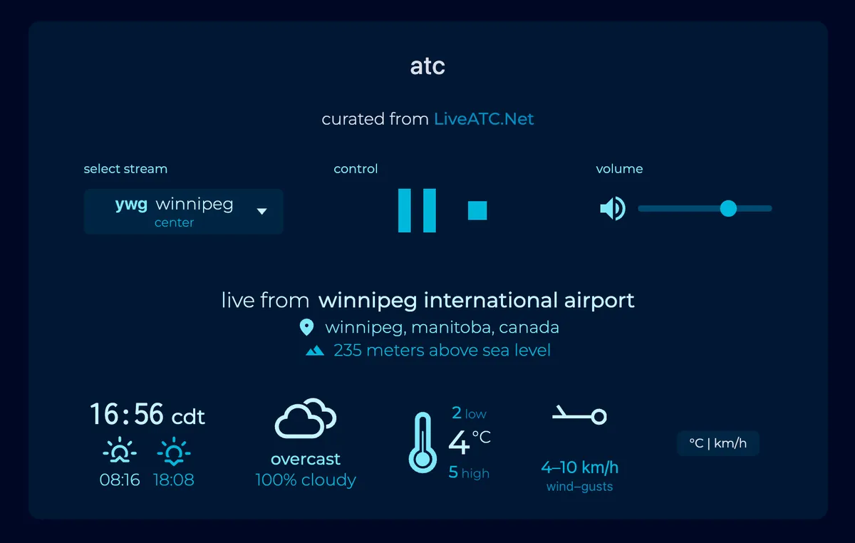 web app to stream spotify music and listen to live atc radio simulateously (with a bonus live weather panel for kicks!)