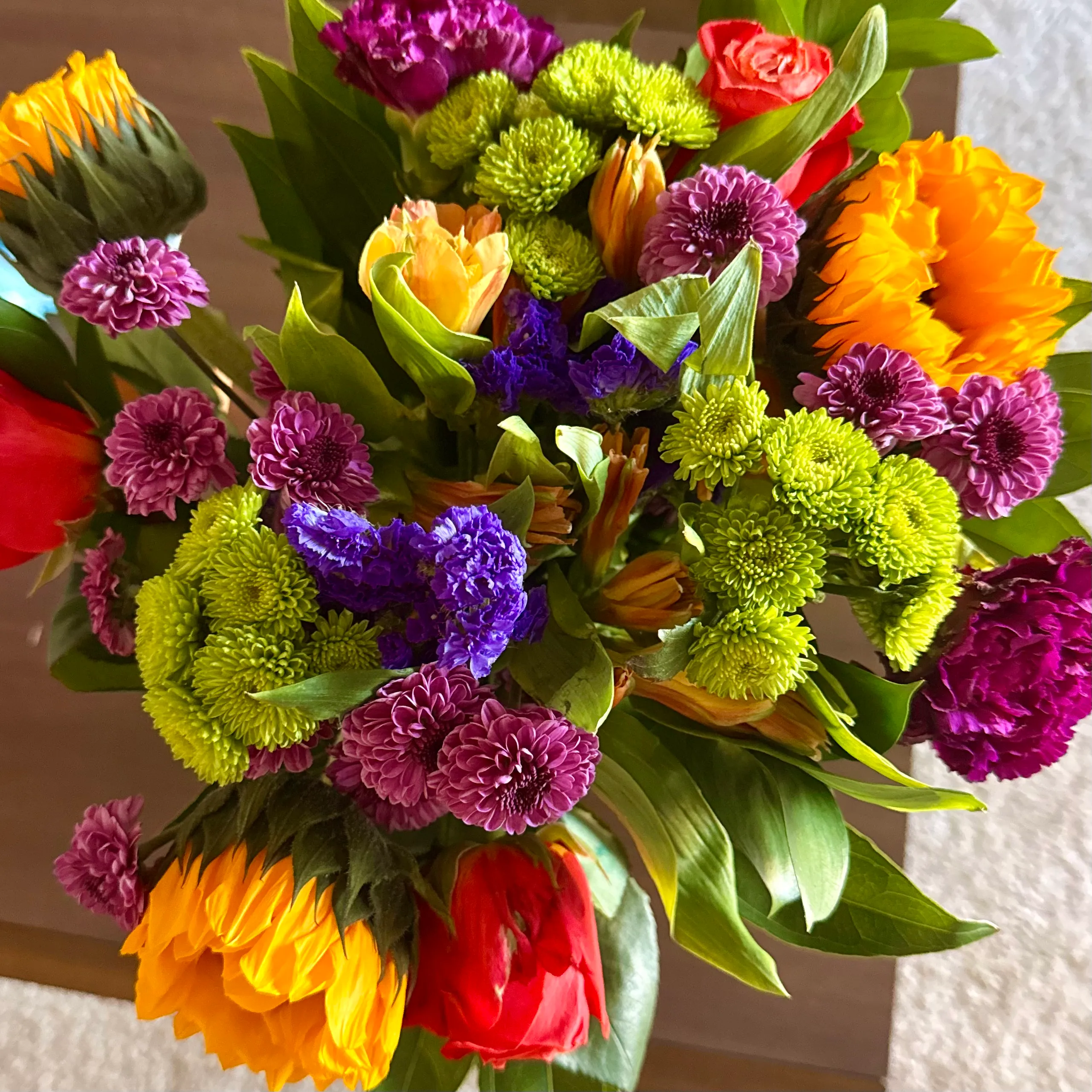 Birthday flower delivery from M, D, R, S, L, and K