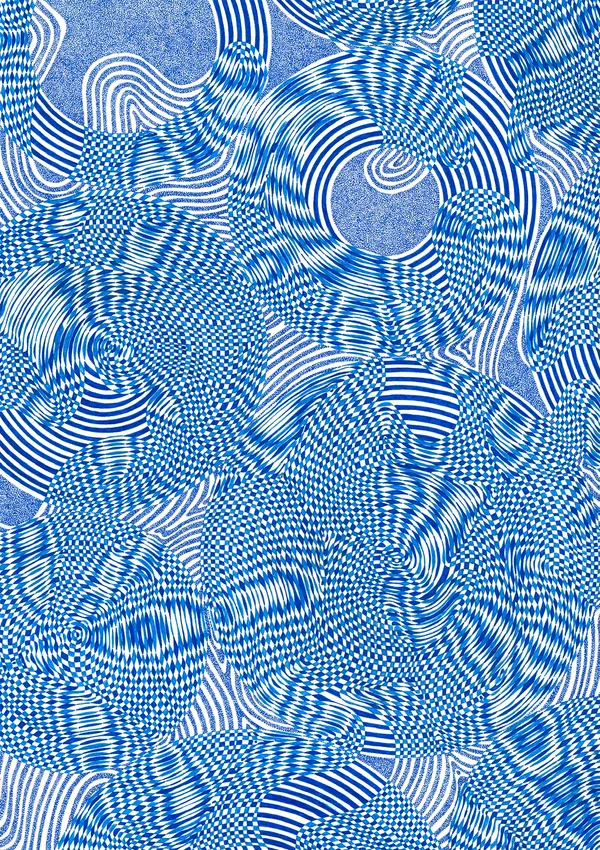light and dark blue wavy tiles