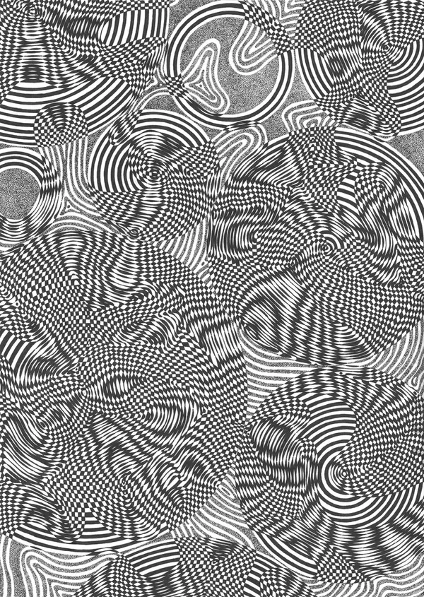 black and white wavy tiles