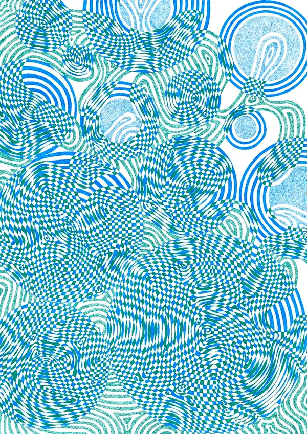 blue and teal wavy tiles