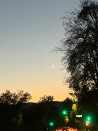Pretty crescent moon at dusk after my run